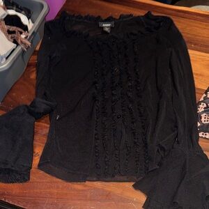 Elegant Black Ruffled Women's Top